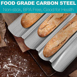 Non-stick French Baguette Pan Bread Baking Mould Loaves Mold Cooking Steel Tray - Top-Down View