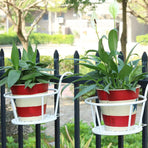 Iron Balcony Flower Rack Hanging Pot Hanger Railings Planter Rack Outdoor Garden