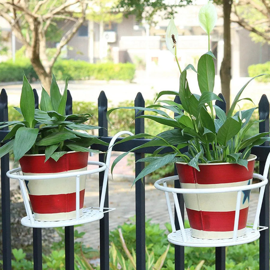 Iron Balcony Flower Rack Hanging Pot Hanger Railings Planter Rack Outdoor Garden