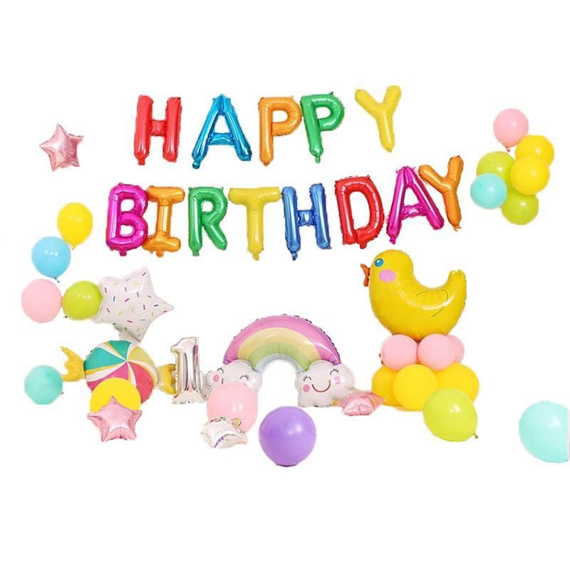 45-50 Pcs Happy Birthday 3D Unicorn Decoration Balloons Diy Decor Party Set - 05