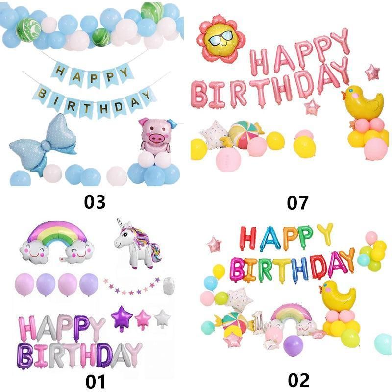 45-50 Pcs Happy Birthday 3D Unicorn Decoration Balloons Diy Decor Party Set - 05