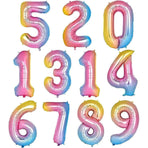 32 Inch Number Foil Balloons Party Decor Rainbow Gradient for Birthday or Events - Colour-1