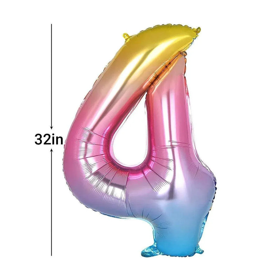 32 Inch Number Foil Balloons Party Decor Rainbow Gradient for Birthday or Events - Colour-1