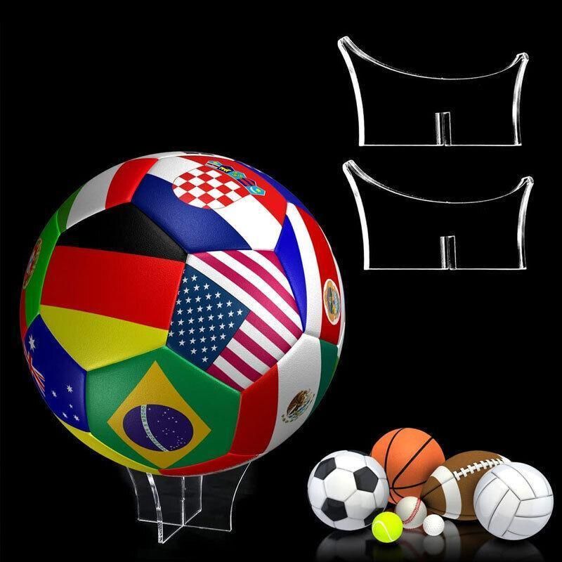 12Cm Clear Acrylic Ball Stand Holder Display Rugby Basketball Football Soccer
