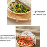 Bamboo Storage Basket with Mesh Cover for Fruit Vegetables Food Buns Kitchen - 42CM - 45-Degree Angle
