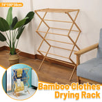 Bamboo Clothes Drying Rack Folding Floor Stand Indoor Vertical Laundry Hanger
