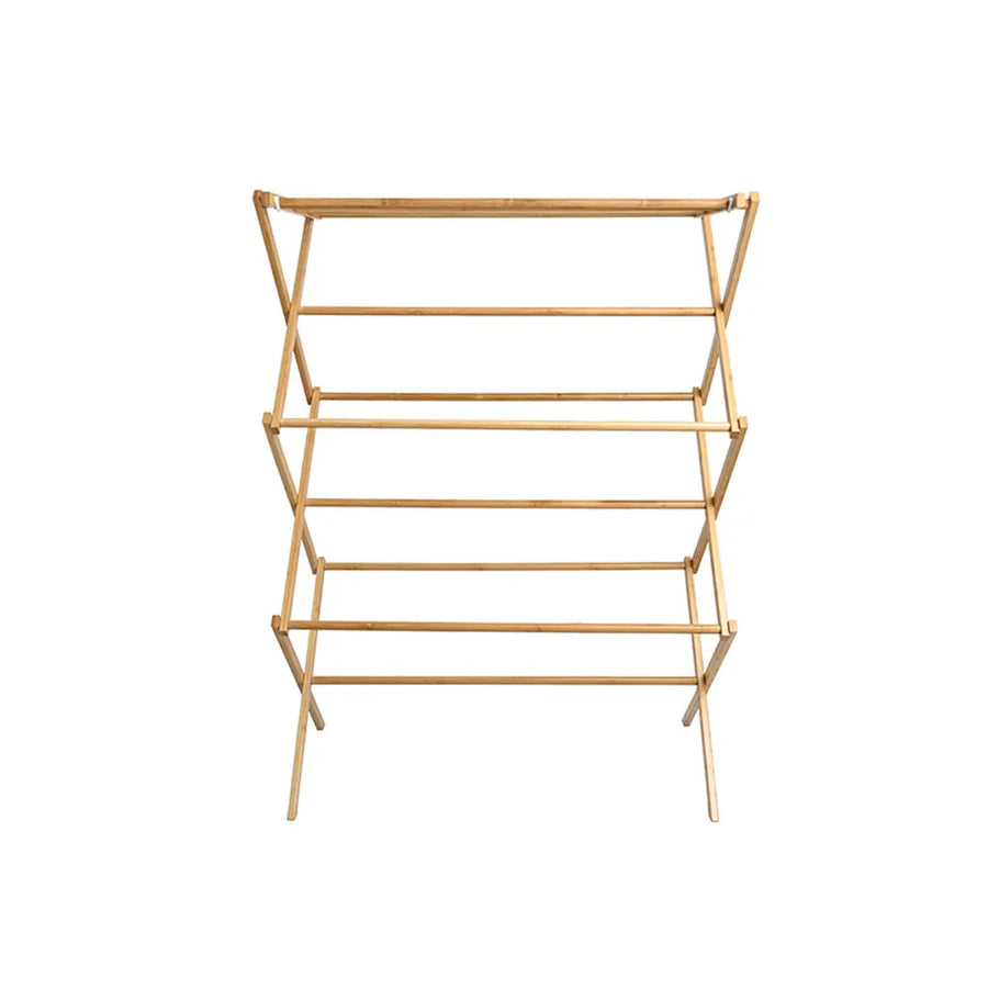 Bamboo Clothes Drying Rack Folding Floor Stand Indoor Vertical Laundry Hanger