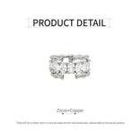 Zircon Ring Bamboo Joint Design Adjustable Fashion Jewelry Finger Band