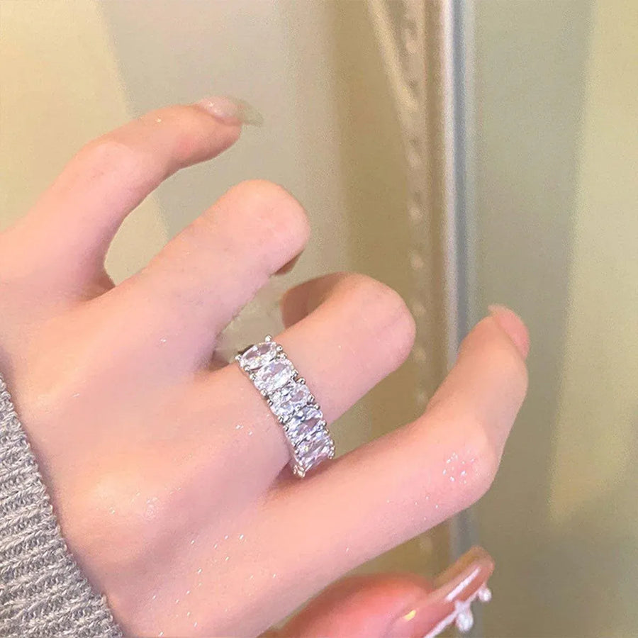 Zircon Ring Bamboo Joint Design Adjustable Fashion Jewelry Finger Band