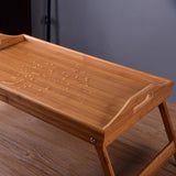 Wooden Bamboo Folding Tray Bamboo Fold Up Lap Tray Tea Coffee Table Breakfast