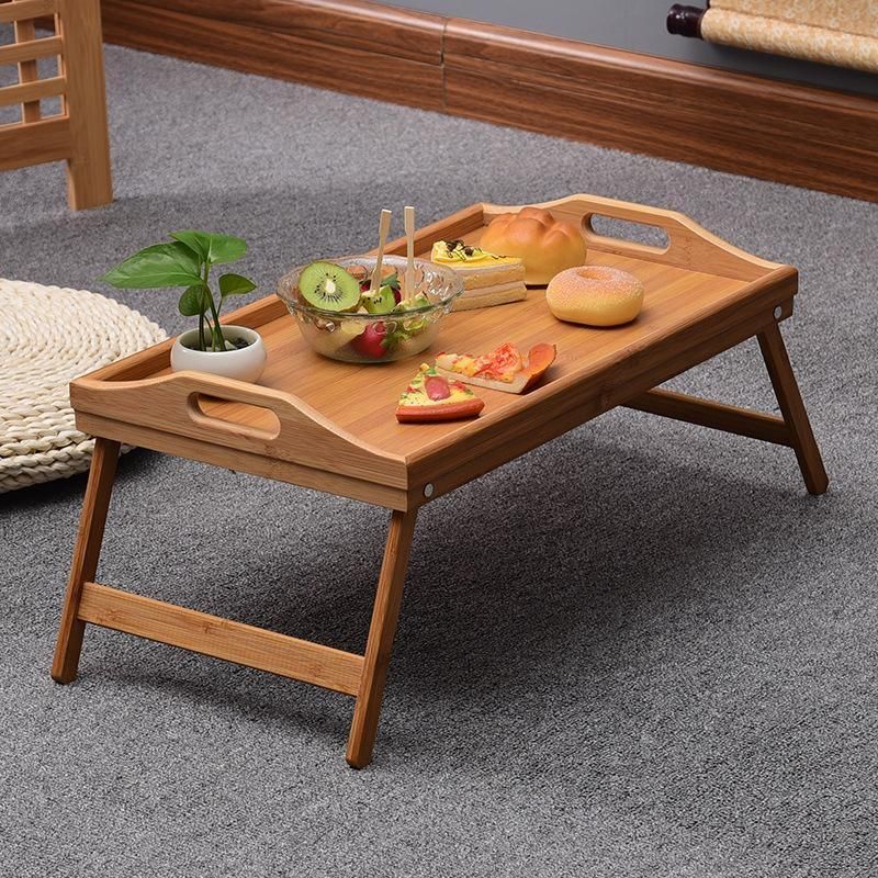 Wooden Bamboo Folding Tray Bamboo Fold Up Lap Tray Tea Coffee Table Breakfast