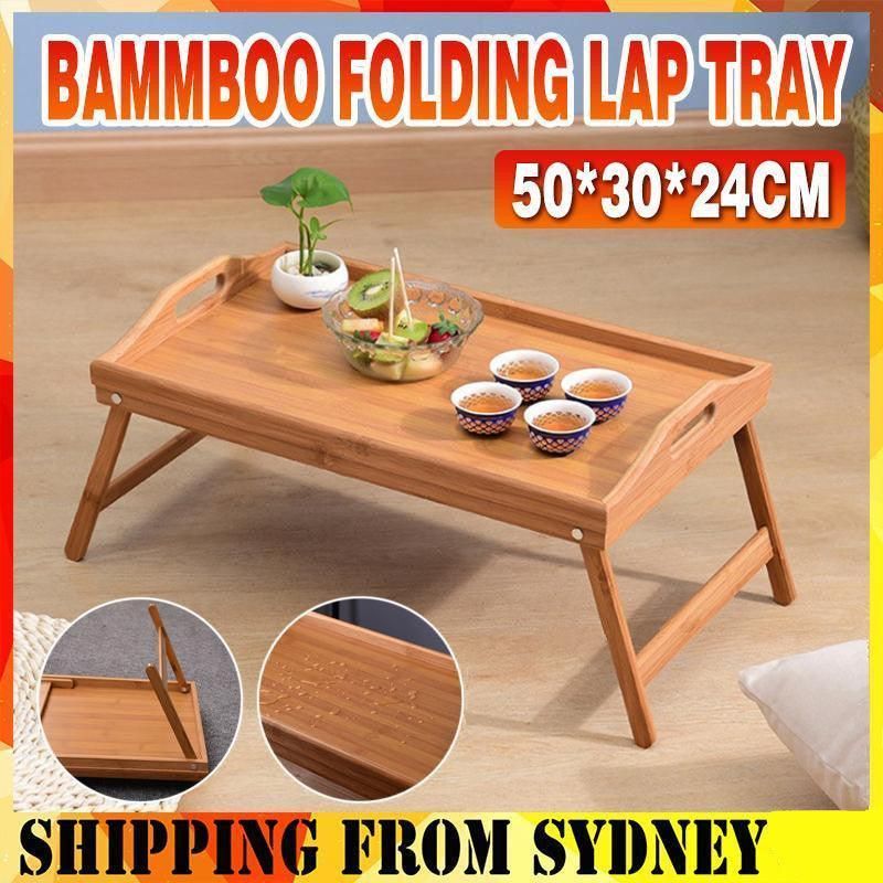 Wooden Bamboo Folding Tray Bamboo Fold Up Lap Tray Tea Coffee Table Breakfast