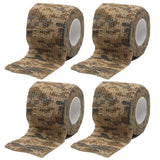 4 Roll Tape Army Camo Wrap Rifle Gun Shooting Hunting Camouflage Stealth Webbing - 4 Mixed Colours - Low Angle