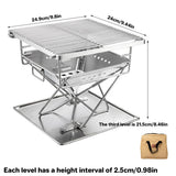 Camping Stainless Steel Collapsible Barbecue Grill Portable Outdoor BBQ Grill - Side View