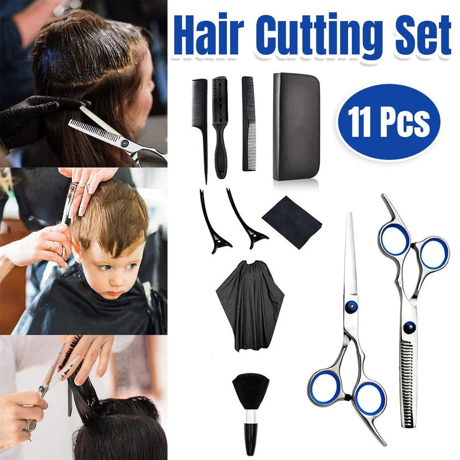 11pcs Hair Cutting Scissors Set Professional Hairdressing Scissors Barber Tools