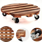 Wooden Round Universal Wheel Planter Base Tray Mobile Planter Stand for Garden - Extra Image