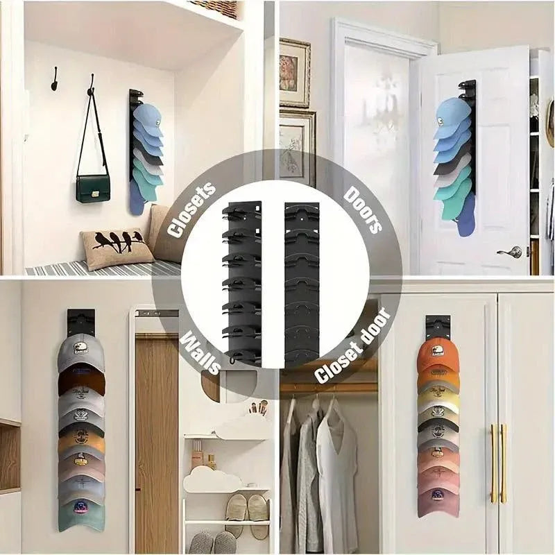Multi Tier Wall Mounted Hat Storage Rack Cap Organizer for Baseball Hats and Cap