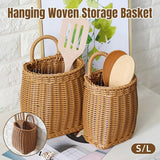 Vintage Wall Hanging Basket Kitchen Storage Basket Small Flower Basket Organizer - 12cm - Front View