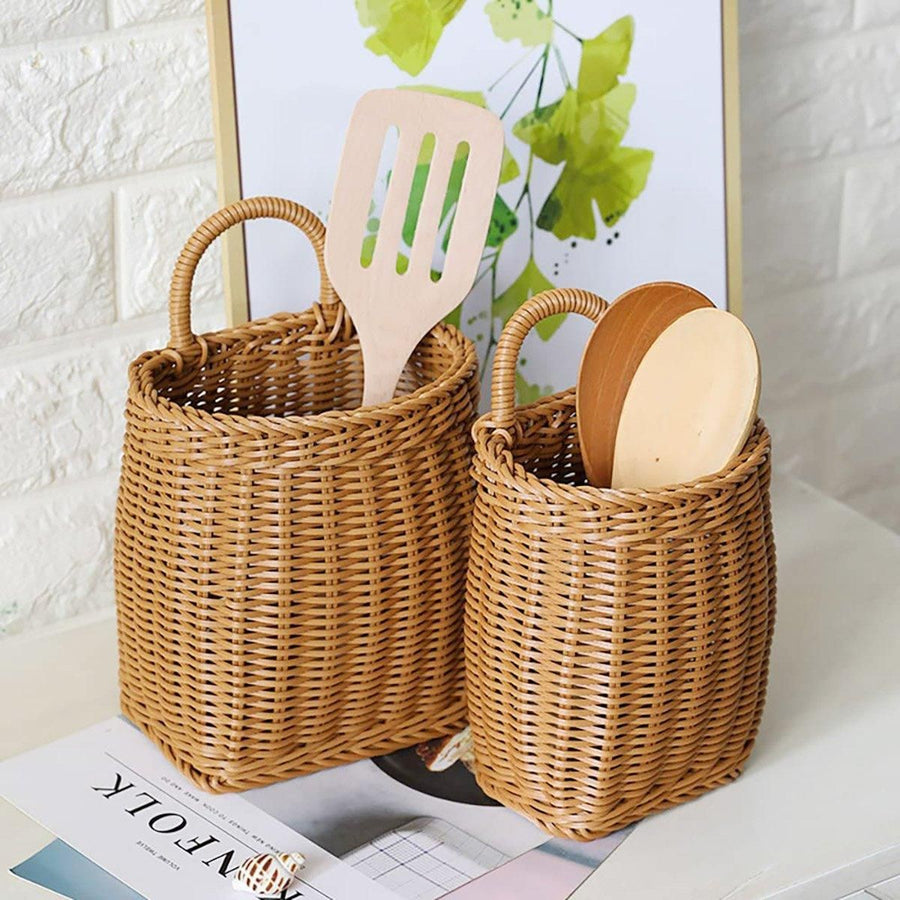 Vintage Wall Hanging Basket Kitchen Storage Basket Small Flower Basket Organizer - 12cm
