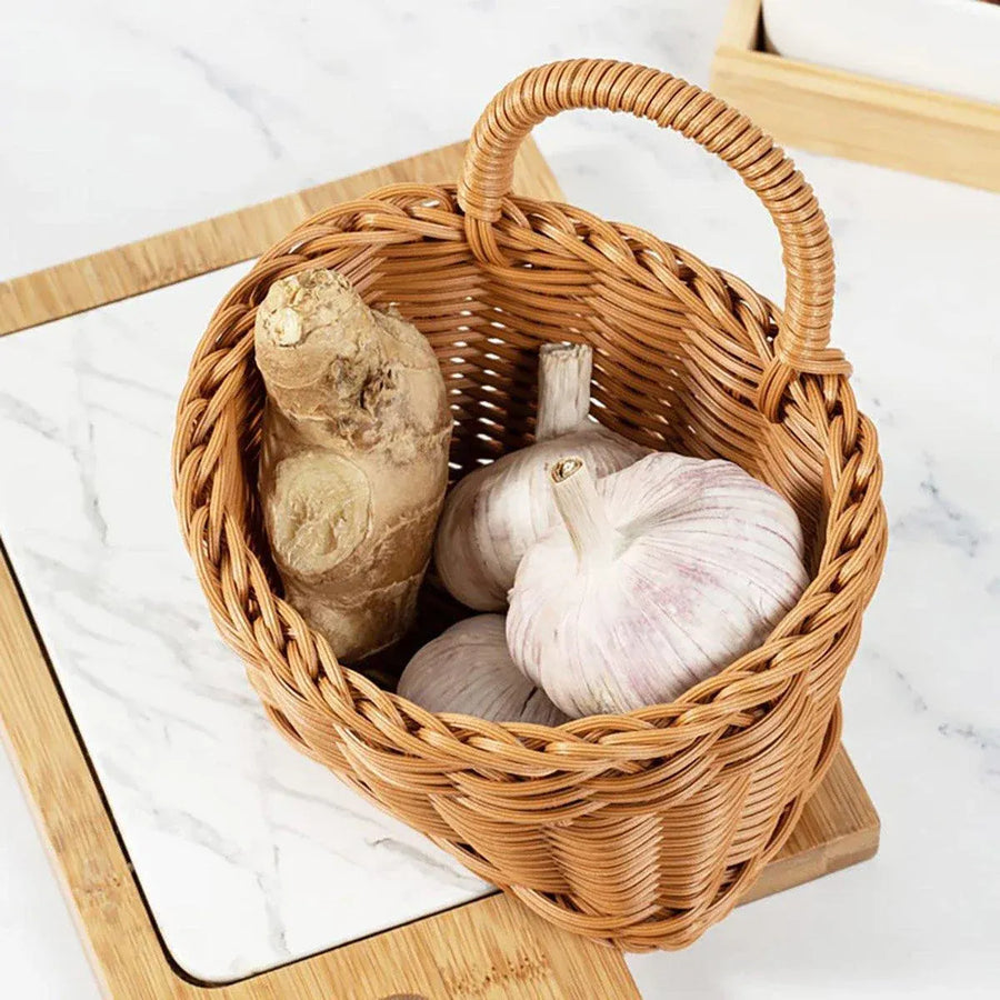 Vintage Wall Hanging Basket Kitchen Storage Basket Small Flower Basket Organizer - 15cm