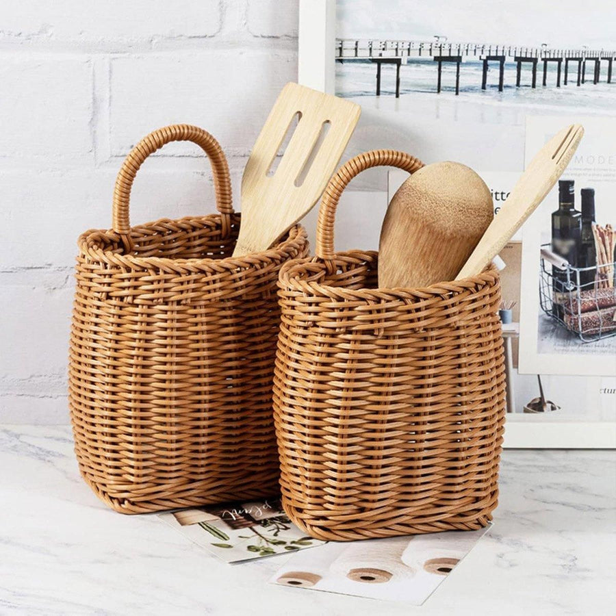 Vintage Wall Hanging Basket Kitchen Storage Basket Small Flower Basket Organizer - 15cm