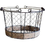 Carrying Storage Basket Iron Round Bucket Home Organizer Storage for Kitchen