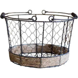 Carrying Storage Basket Iron Round Bucket Home Organizer Storage for Kitchen - Front View