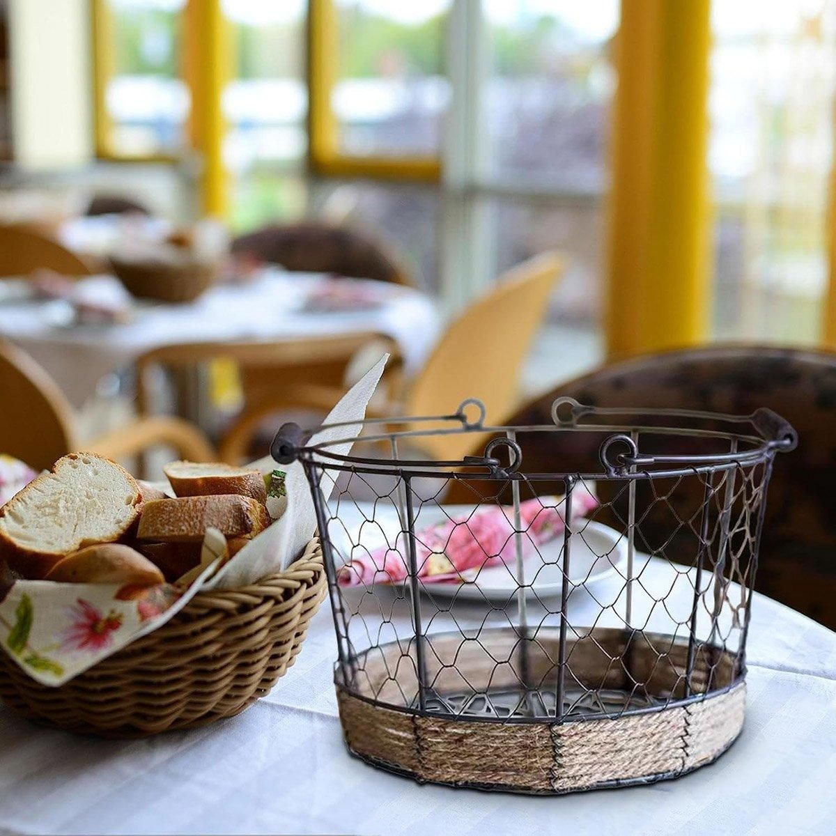 Carrying Storage Basket Iron Round Bucket Home Organizer Storage for Kitchen