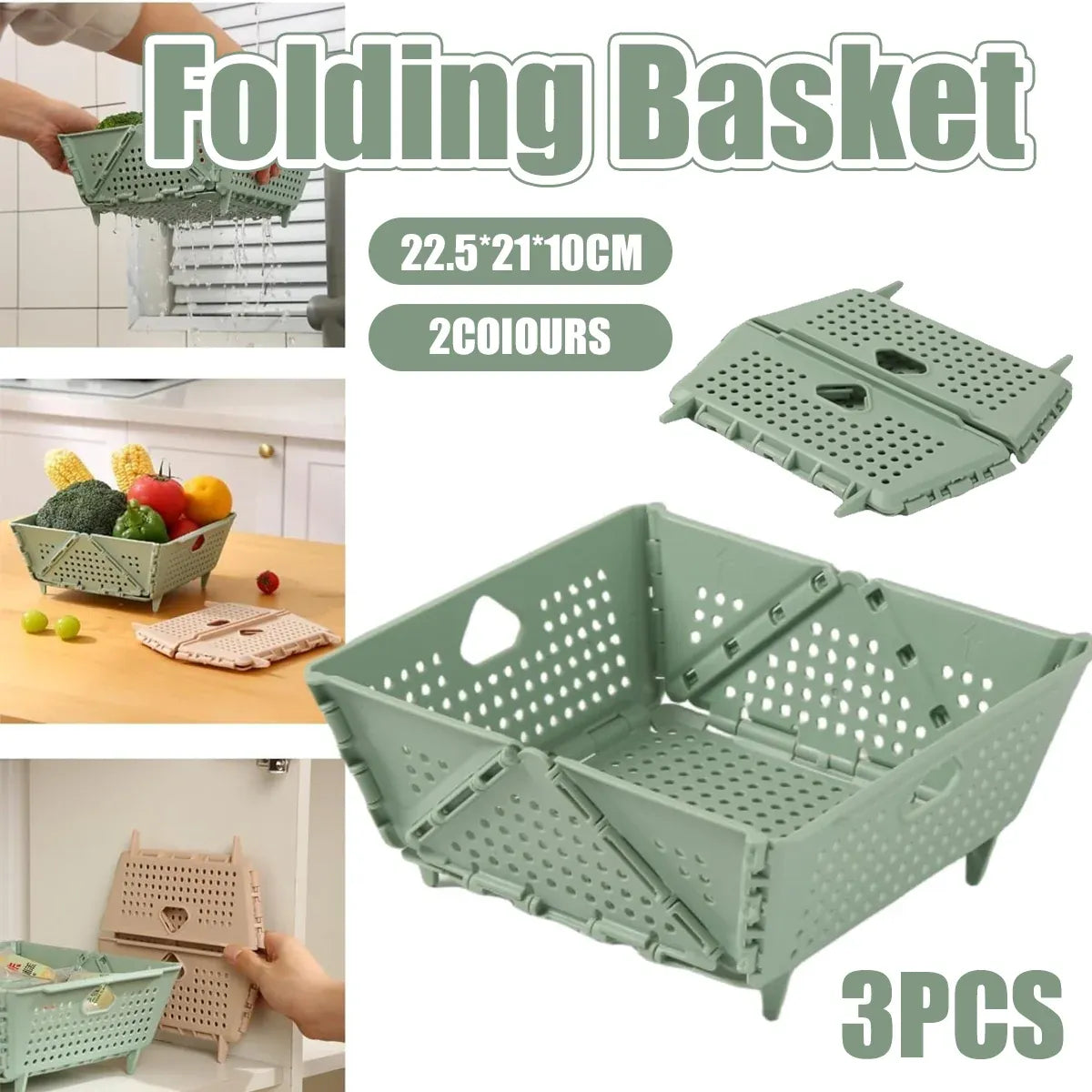 Collapsible Vegetable Washing Basket Foldable for Kitchen Sink