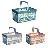 Foldable Portable Picnic Basket Lightweight Storage Basket for Outdoor Use - Blue - Front View