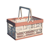 Foldable Portable Picnic Basket Lightweight Storage Basket for Outdoor Use - Blue - Rear View