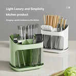 Wall Mounted Kitchen Chopsticks Storage Rack Drain Basket Holder Organizer Box - Green