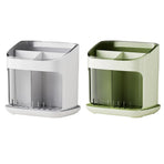 Wall Mounted Kitchen Chopsticks Storage Rack Drain Basket Holder Organizer Box - Green