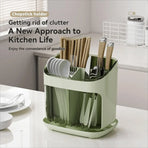 Wall Mounted Kitchen Chopsticks Storage Rack Drain Basket Holder Organizer Box - Green