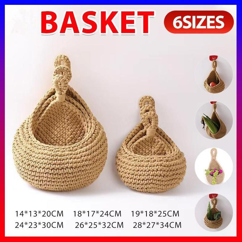 Hanging Wall Organizer Vegetable Fruit Basket Kitchen Storage Pouch Bag Diy 6Size - L