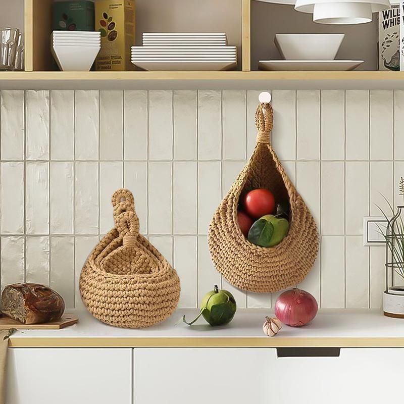Hanging Wall Organizer Vegetable Fruit Basket Kitchen Storage Pouch Bag Diy 6Size - L