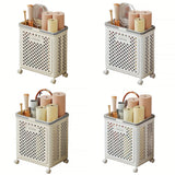 Folding Laundry Basket with Wheel Large Capacity Removable Dirty Clothes Storage - Beige-M - Front View