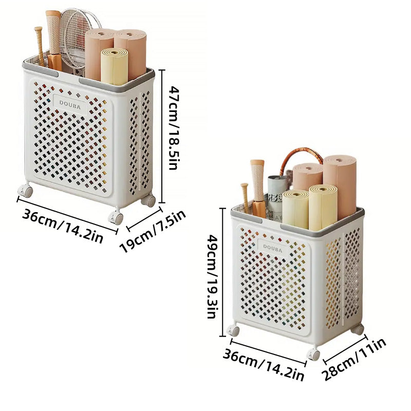 Folding Laundry Basket with Wheel Large Capacity Removable Dirty Clothes Storage - Beige-M