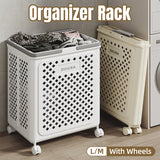 Folding Laundry Basket with Wheel Large Capacity Removable Dirty Clothes Storage - White-M