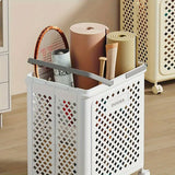 Folding Laundry Basket with Wheel Large Capacity Removable Dirty Clothes Storage - White-M - Top-Down View