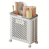 Folding Laundry Basket with Wheel Large Capacity Removable Dirty Clothes Storage - White-M - Extra Image