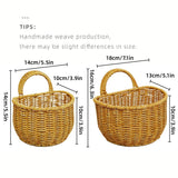 Imitation Rattan Woven Storage Basket Shelf Organizer Wash Rack for Home Decor - Small - Side View