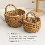 Imitation Rattan Woven Storage Basket Shelf Organizer Wash Rack for Home Decor - Small - 45-Degree Angle