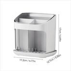 Wall Mounted Kitchen Chopsticks Storage Rack Drain Basket Holder Organizer Box - White