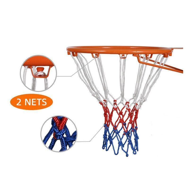 2Pcs Tri-Colour Basketball Hoop Nets Red White Blue Standard Replacement
