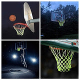 Glow in the Dark Basketball Net Fluorescent Green Luminous Hoop Net 12 Loops - Top-Down View