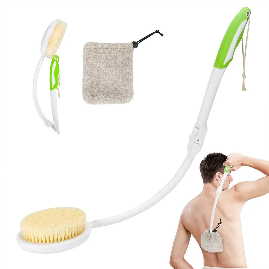 Back Bath Brush with Soft Bristles Curved Handle for Convenient Shower Scrubbing