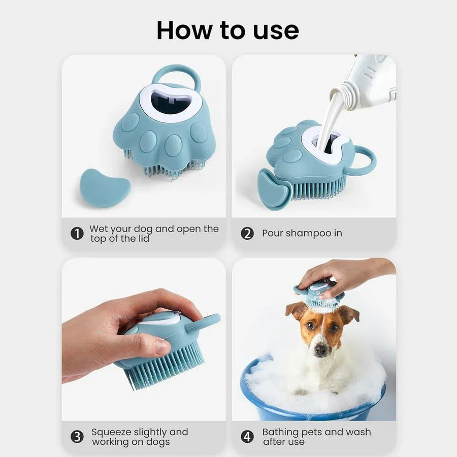 Silicone Bathing Brush Multifunctional Pet Hair Washing Brush Massage Scrubber - Blue