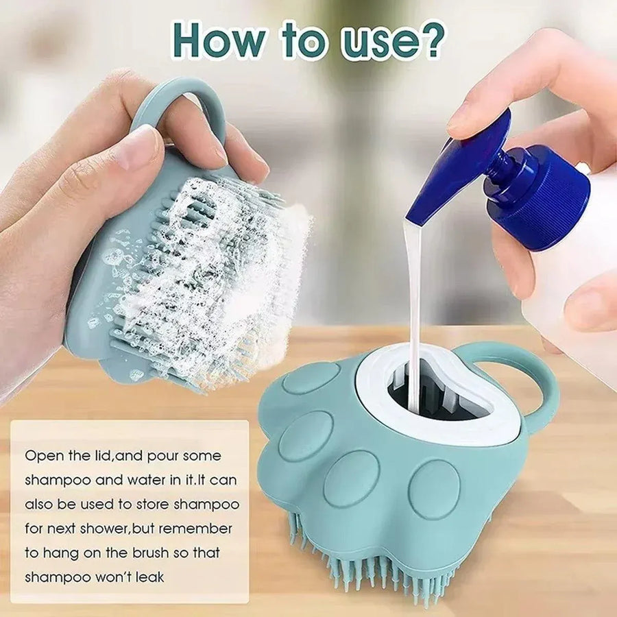 Silicone Bathing Brush Multifunctional Pet Hair Washing Brush Massage Scrubber - Blue