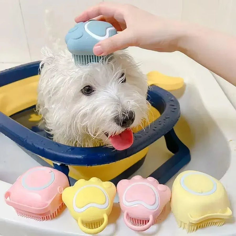 Silicone Bathing Brush Multifunctional Pet Hair Washing Brush Massage Scrubber - Pink